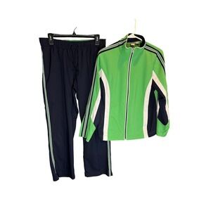 SB ACTIVE Women's Tracksuit Jacket Pants Green Navy White Athletic Set PL